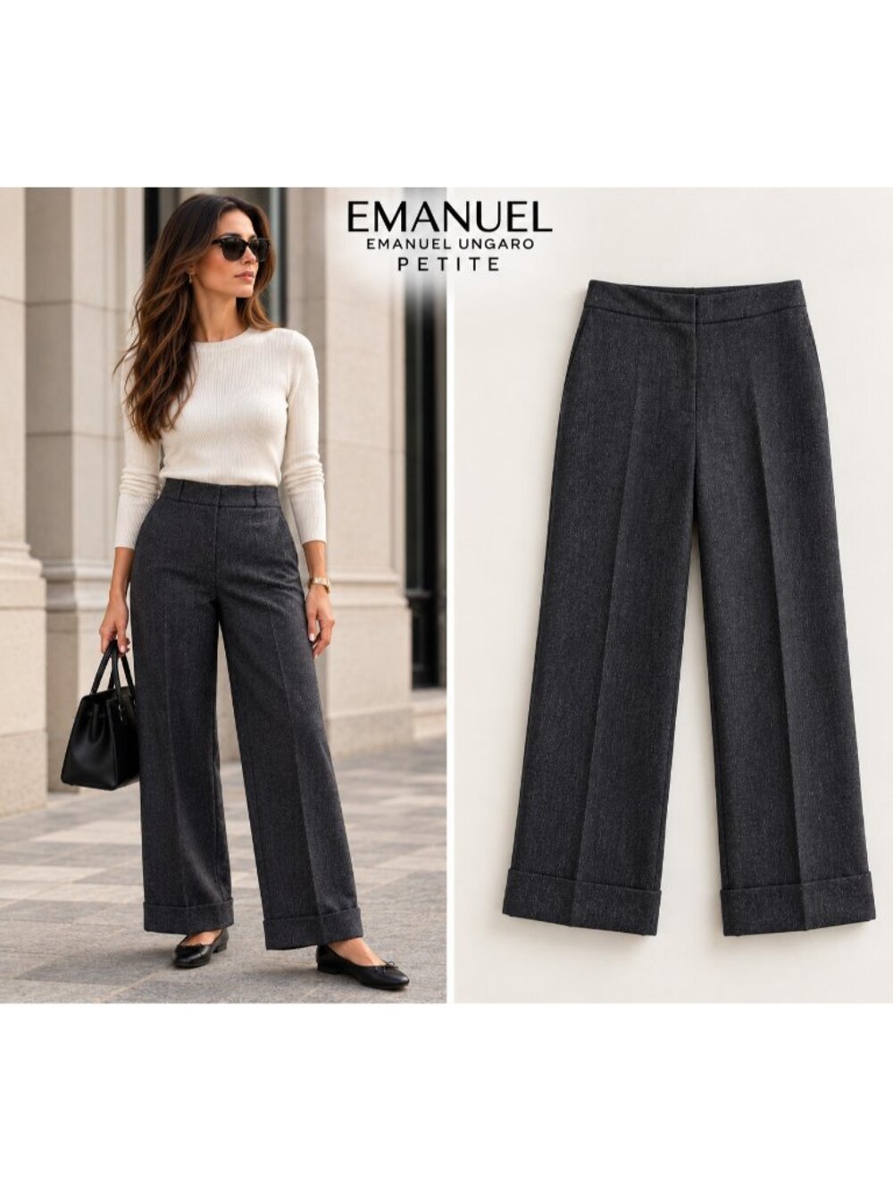 Emanuel Ungaro Vintage Gray Wool Tailored Trousers Pants 6/40 Petite